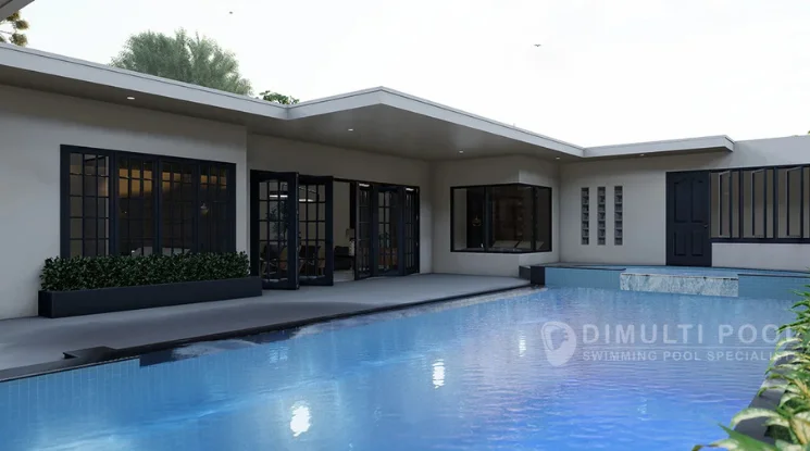 Salah satu bentuk kolam renang mewah. Ini contoh yang bisa dibuat.